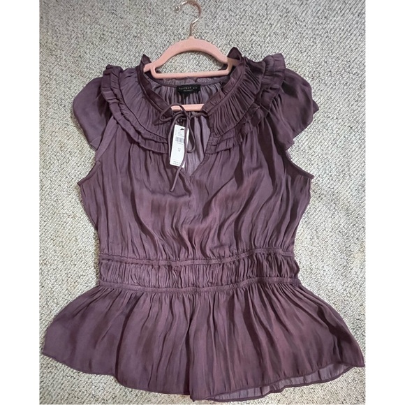 Anthropologie Current Air Purple Short Flutter Sleeve NWT Size Medium - Picture 4 of 12